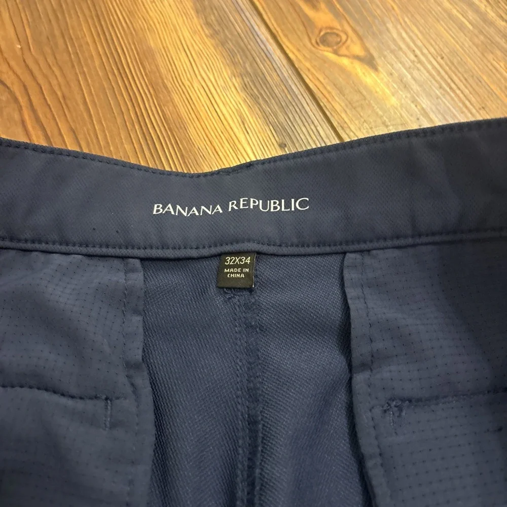 NWOT Banana Republic Men Blue Performance Stretch Slim Flat Front Pants 32x34
